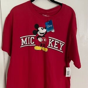 Disney Red Mickey Mouse Graphic Tee with Yellow Shoes